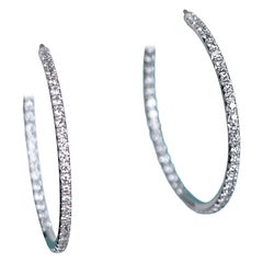 22153 Tiffany & Co 18K White Gold Diamond Large Inside out Metro Hoop Earrings