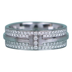 22155 Tiffany & Co. Ring aus 18-karätigem Weißgold mit Pavé-Diamanten, 5,8 mm breit, Ringgröße 5
