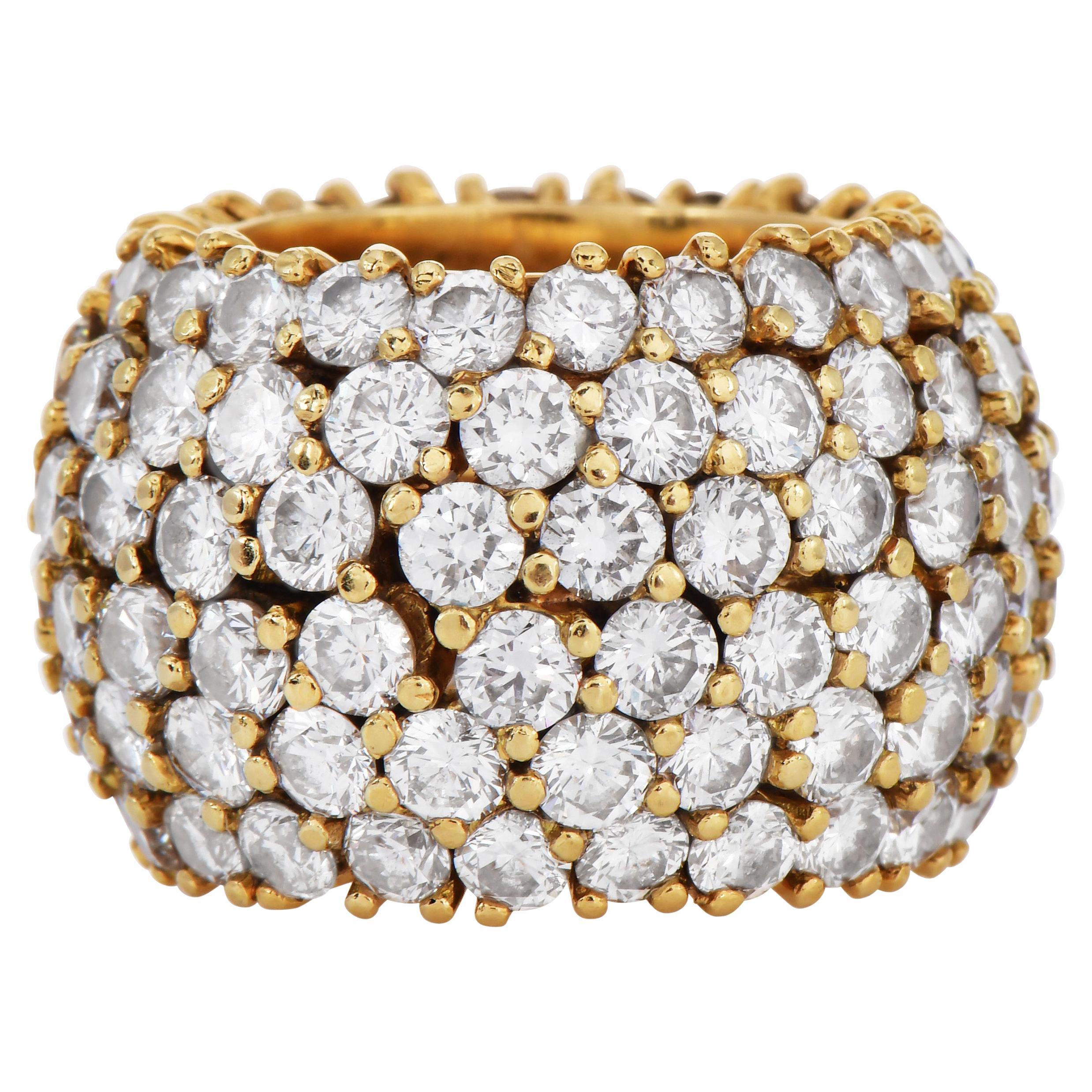 22.15cts Wide 6-Row Diamond Gold Eternity Wide Band Ring – Size 5.25 For Sale