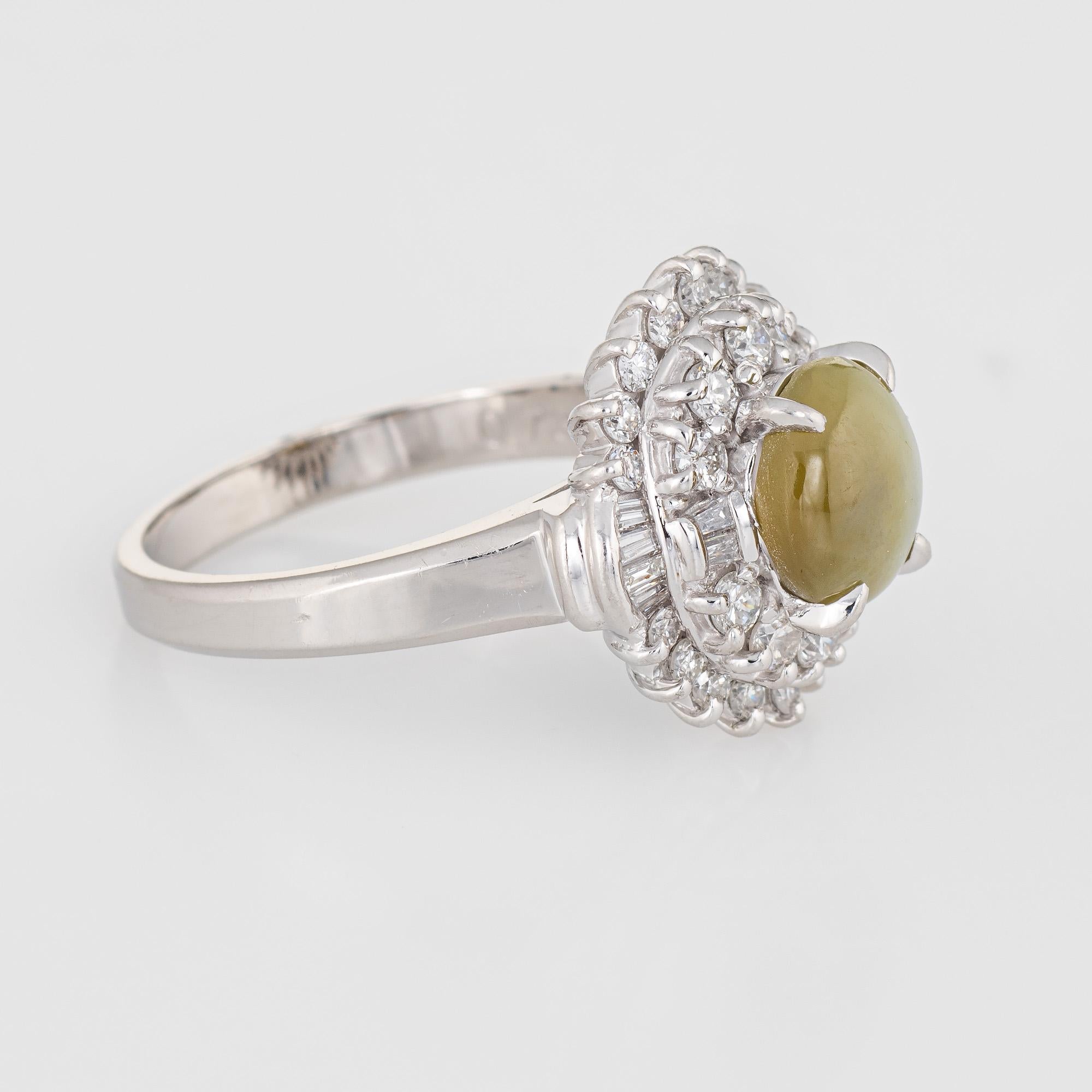 2,21 Karat Katzenauge Chrysoberyll Diamantring Estate Platin Certificate Jewelry (Moderne) im Angebot