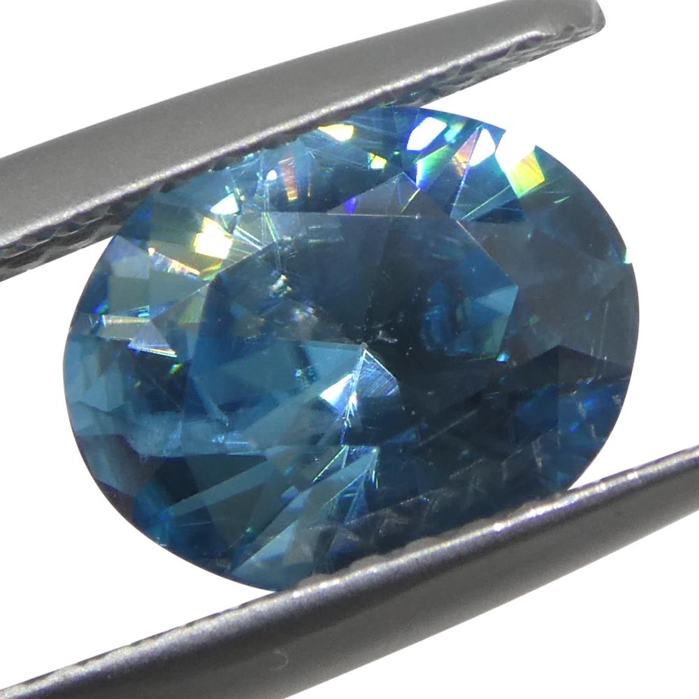 2.21ct Natural Earth Mined Oval Master Brilliant Cut Blue Zircon from Cambodia For Sale 8