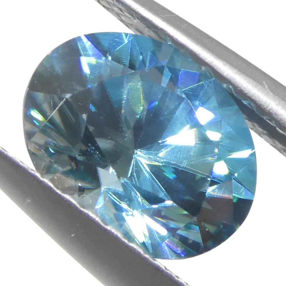 Women's or Men's 2.21ct Natural Earth Mined Oval Master Brilliant Cut Blue Zircon from Cambodia For Sale