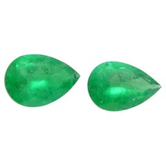 2.21ct Pair Pear Shape Green Emerald from Colombia