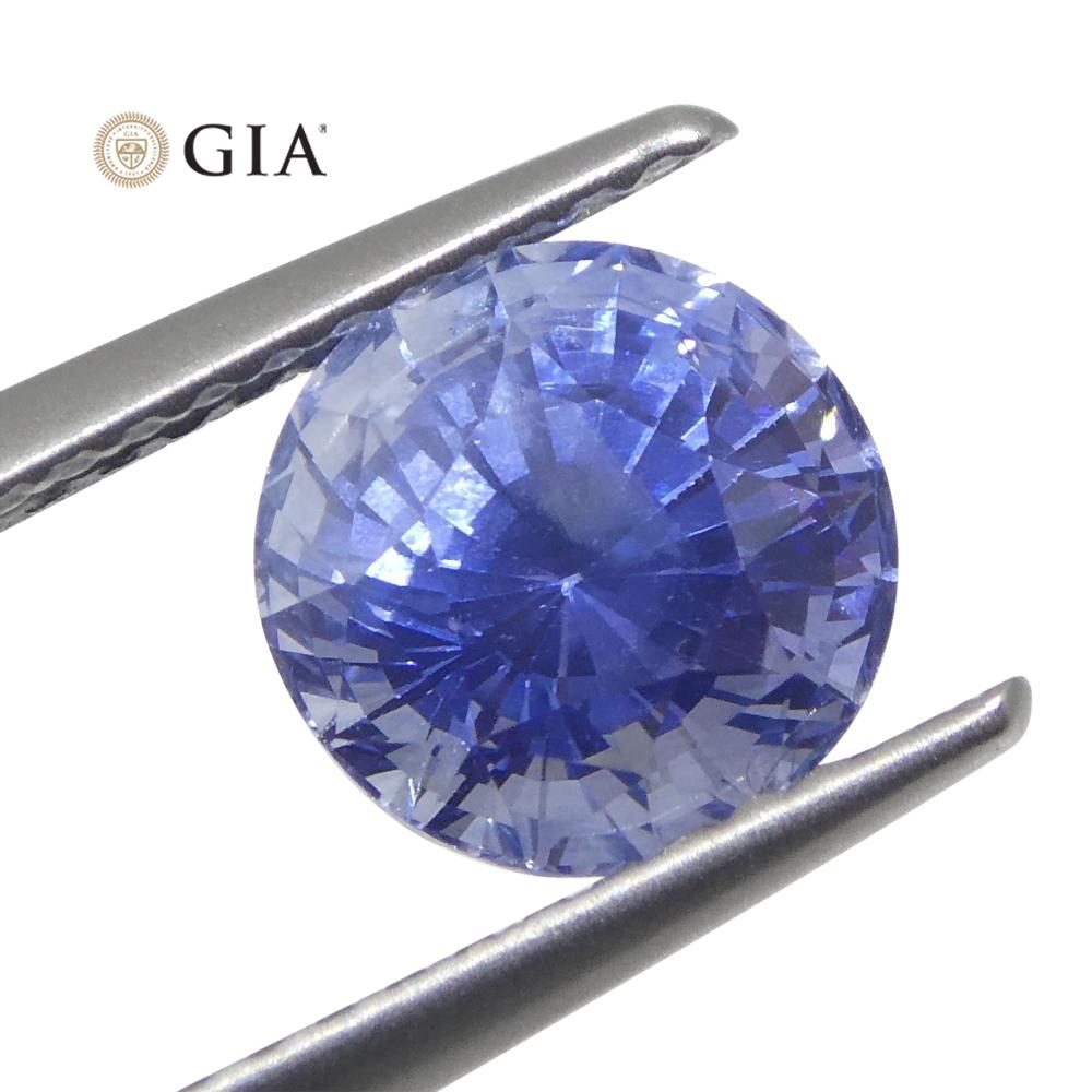 Brilliant Cut 2.21ct Round Blue Sapphire GIA Certified Sri Lanka For Sale