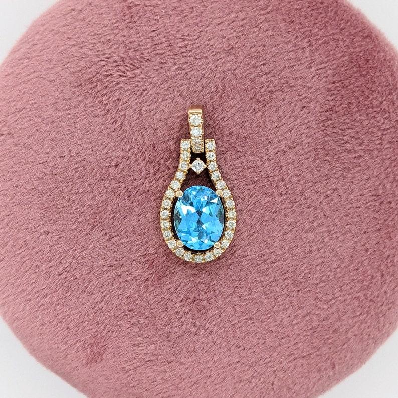 Oval Cut 2.21ct Topaz Pendant w Diamond Accents in Solid 14K Yellow Gold Oval 9x7mm For Sale