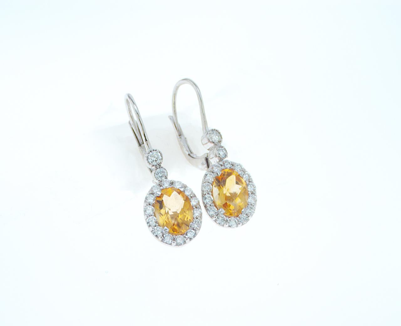 2.21 Carat TW Oval Citrine Earrings In New Condition For Sale In New York, NY