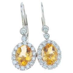 2.21 Carat TW Oval Citrine Earrings