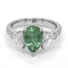 2.21ct Vivid Neon Blue-Green Natural Paraiba Tourmaline RING 18K Gold
