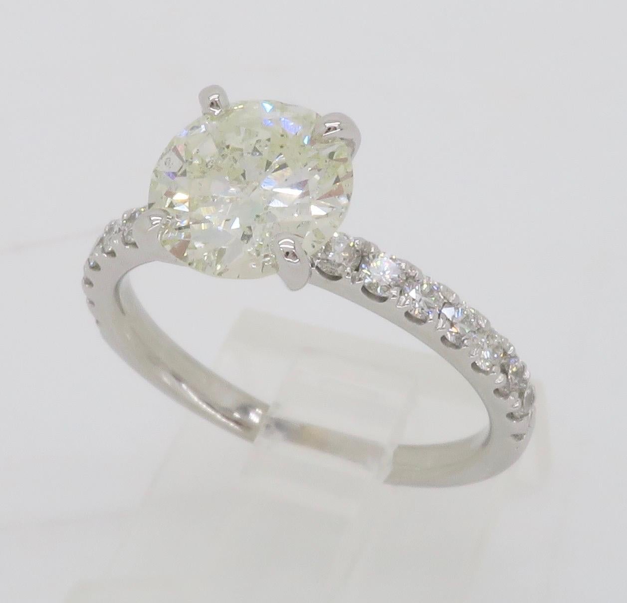 Women's or Men's 2.21ctw Round Diamond Engagement Ring in 14k White Gold 