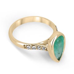 2.21tcw 14K Pear Cut Emerald & Diamond Accent Engagement Ring for May Wife