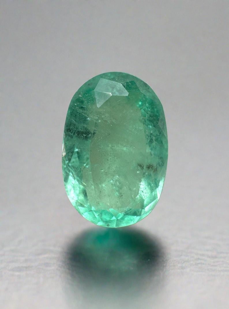 2.22 Carat 10.5x7 Light Bluish Green Colombian Emerald - Oval Cut May Gem