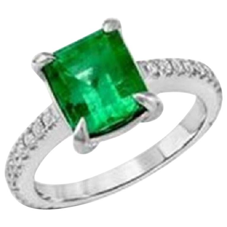 2.22 Carat Colombian Emerald and 0.32 Carat Diamonds in 14 Karat White Gold Ring