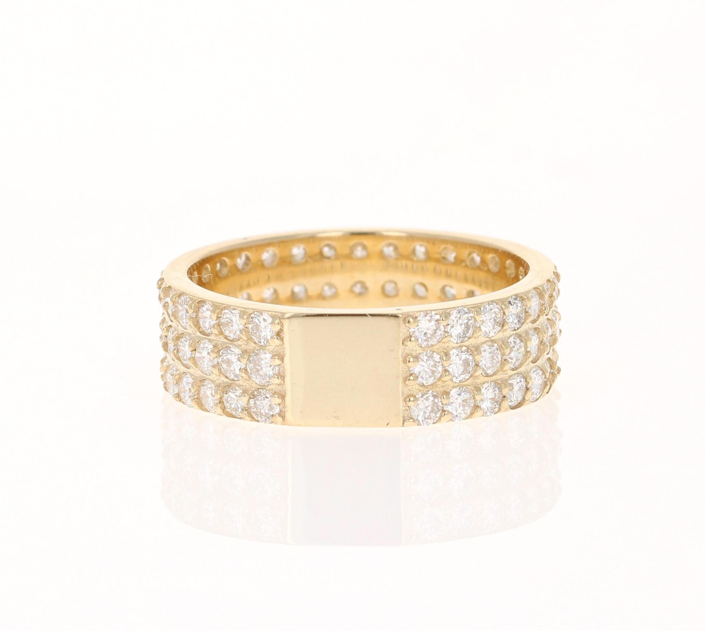 Contemporary 2.22 Carat Diamond Yellow Gold Band For Sale