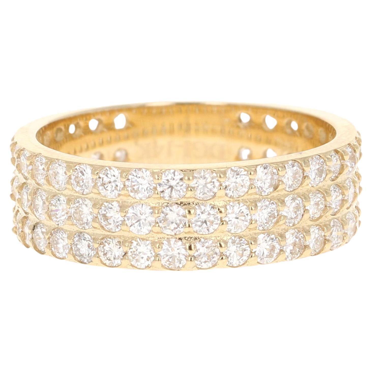 2.22 Carat Diamond Yellow Gold Band For Sale