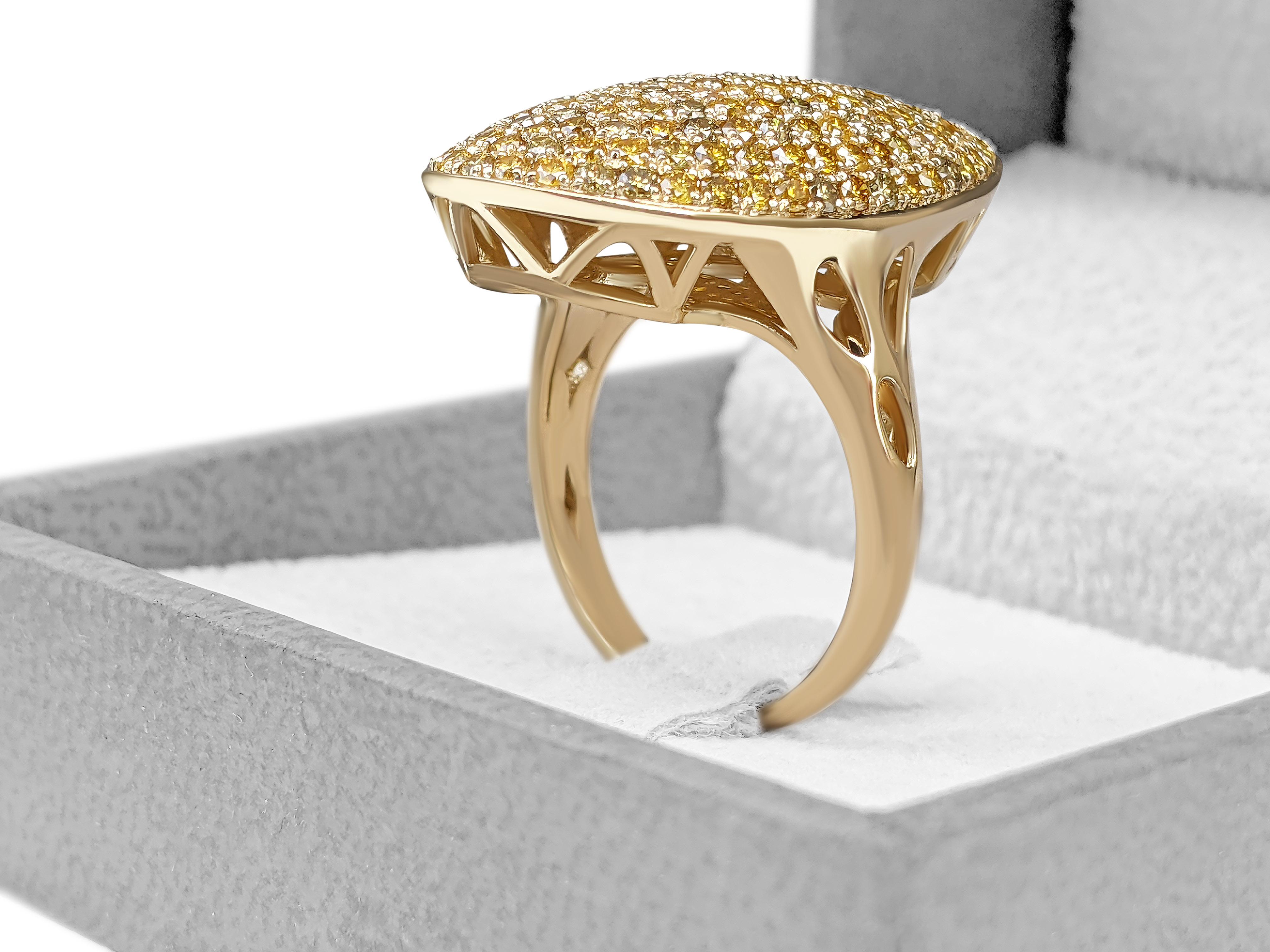 Art Deco $1 NO RESERVE - 2.22 Carat Fancy Diamond Dome, 14kt Yellow Gold Ring