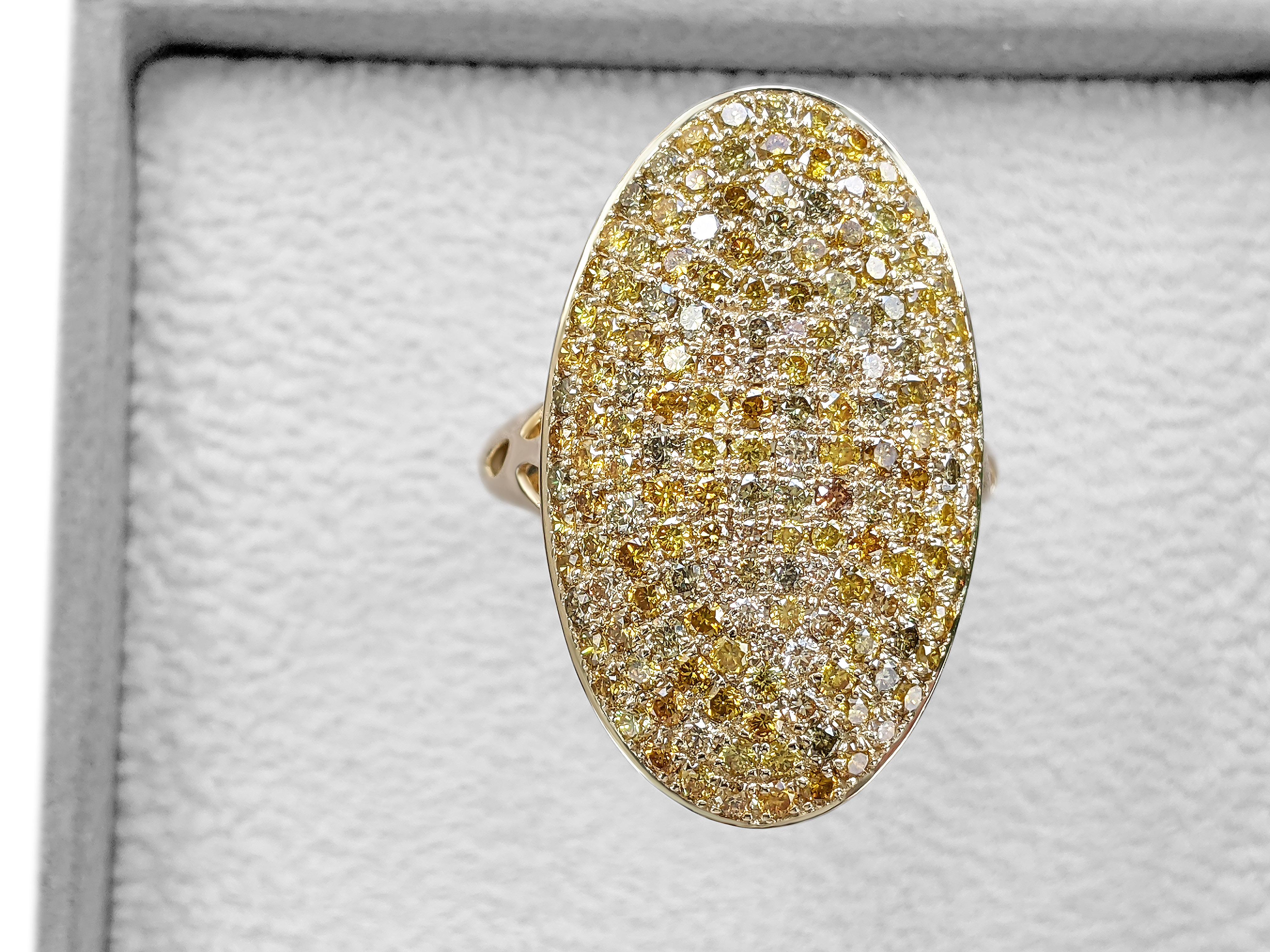 $1 NO RESERVE - 2,22 Karat Fancy Diamond Dome, 14kt Gelbgold Ring Damen