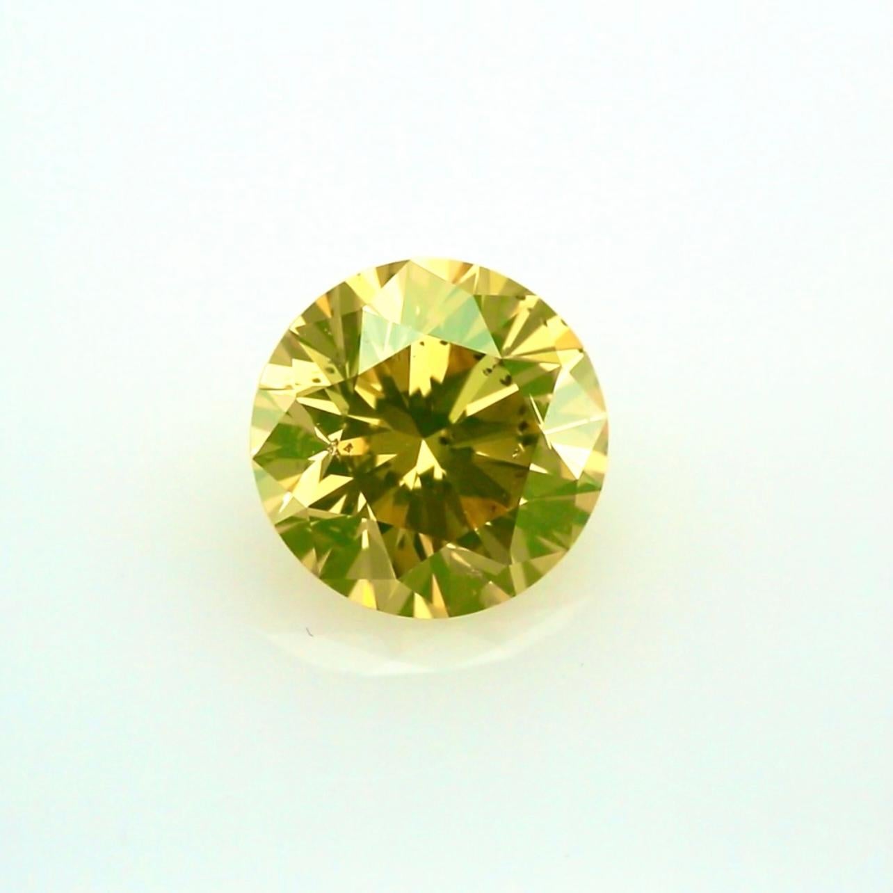 Diamante brillante redondo verde-amarillo intenso de 2,22 quilates - Certificado GIA en Nuevo estado para la venta en Ramat Gan, IL