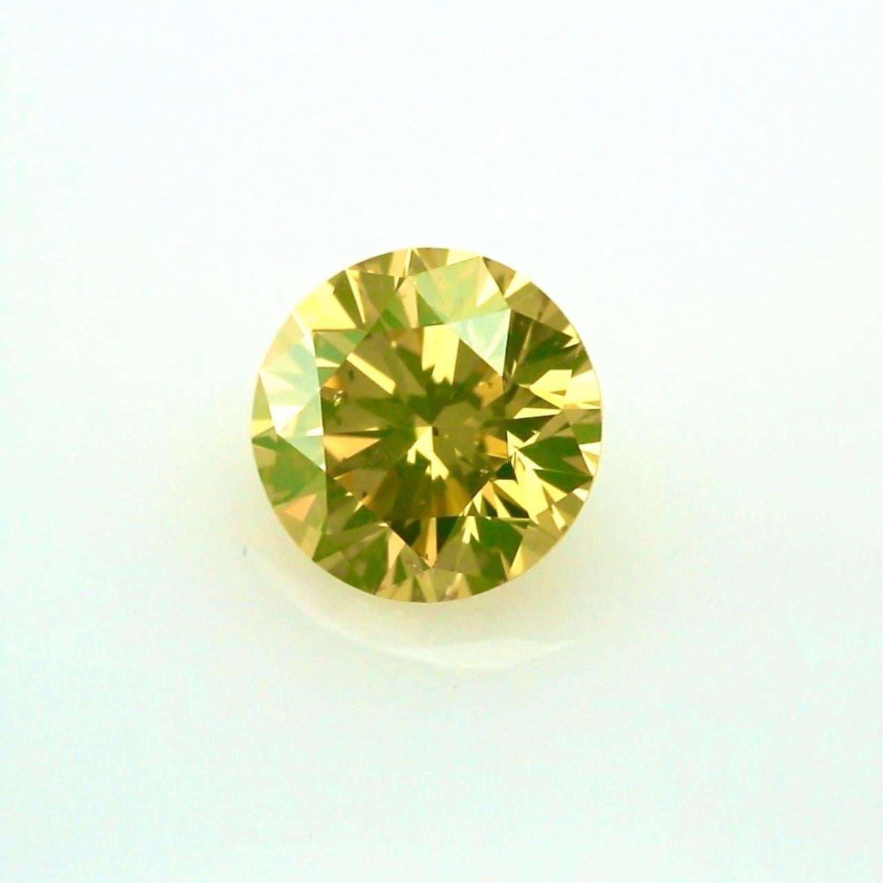 Femenino o masculino Diamante brillante redondo verde-amarillo intenso de 2,22 quilates - Certificado GIA en venta