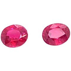 2.22 Carat GRS Certified Oval Burmese Pigeon's Blood Red Ruby, Pair