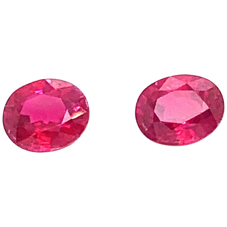 2.22 Carat GRS Certified Oval Burmese Pigeon's Blood Red Ruby, Pair For Sale