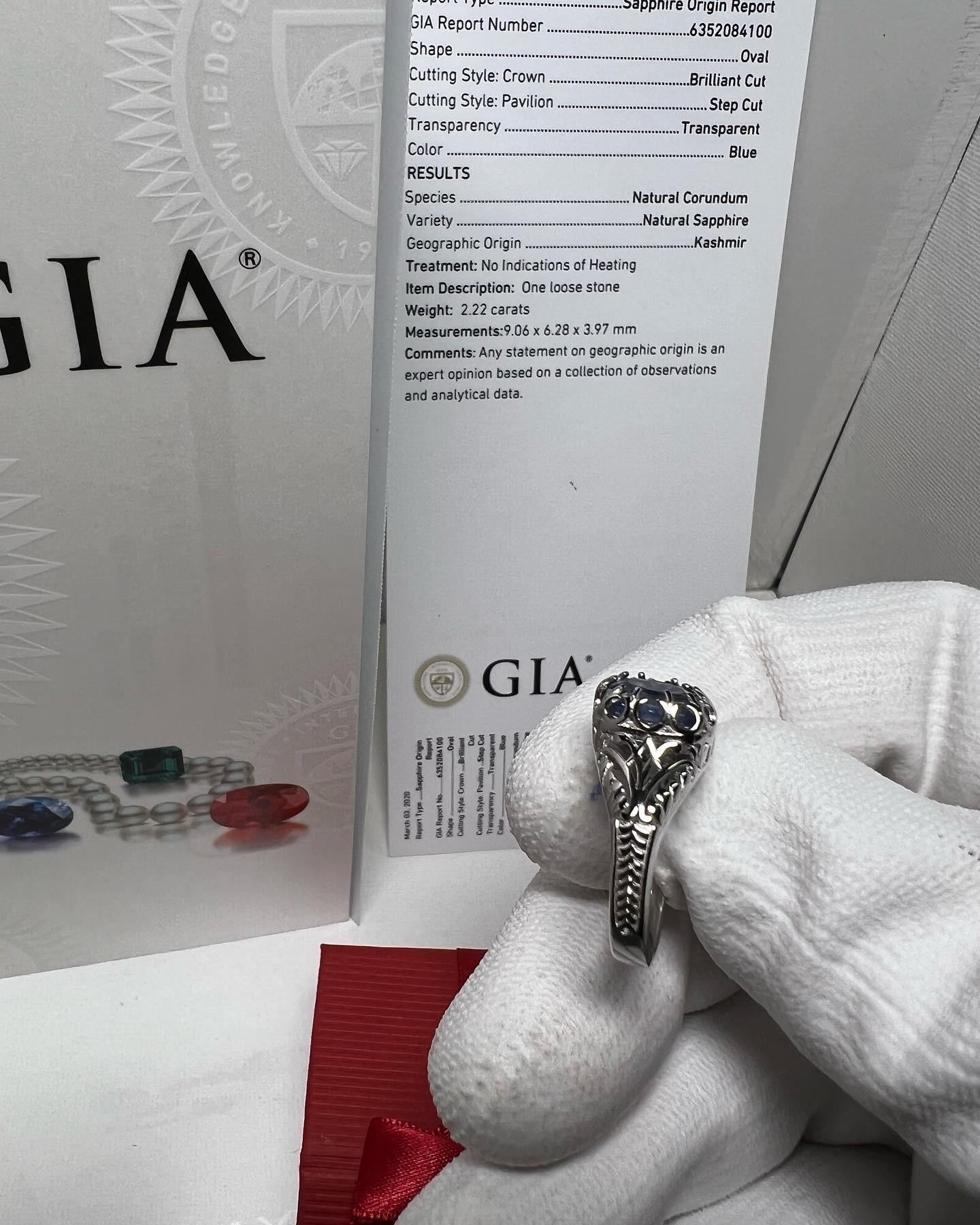 2,22 Karat Jammu Mine Kashmir Saphir Silber Ring im Angebot 7