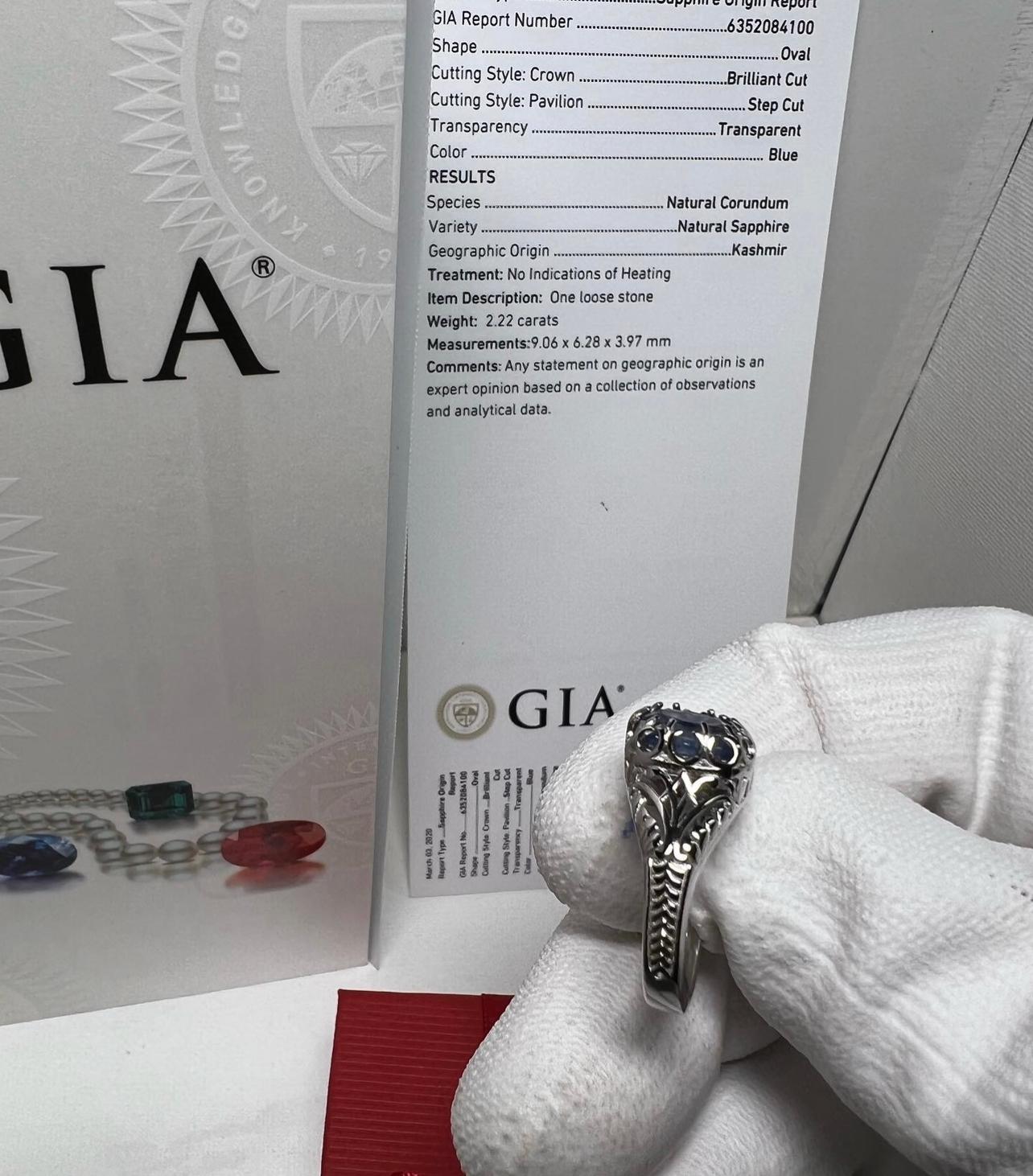 2,22 Karat Jammu Mine Kashmir Saphir Silber Ring (Zeitgenössisch) im Angebot