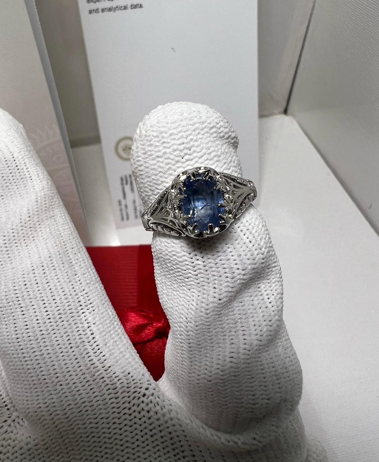 2,22 Karat Jammu Mine Kashmir Saphir Silber Ring im Zustand „Neu“ im Angebot in Omaha, NE