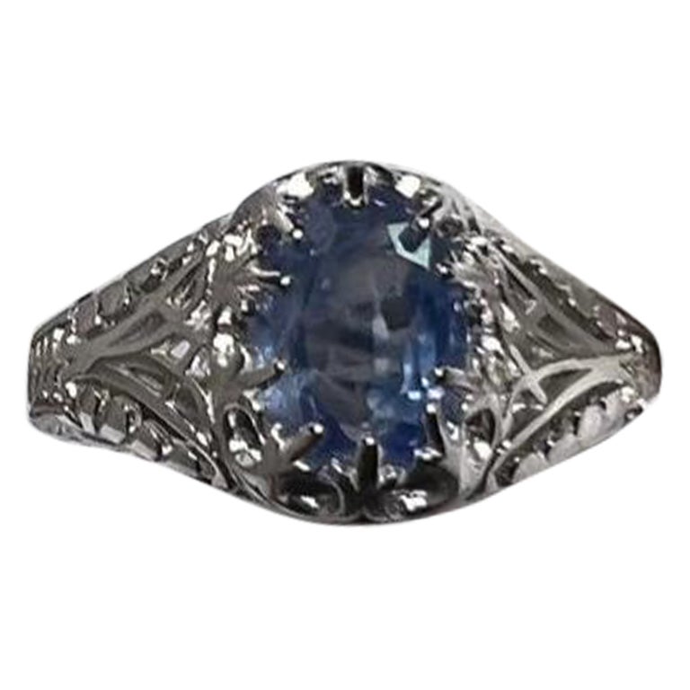 2,22 Karat Jammu Mine Kashmir Saphir Silber Ring im Angebot
