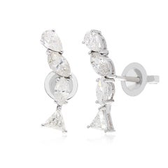 2.22 Carat Marquise Pear Trillion Shape Diamond Earrings 10k White Gold Jewelry