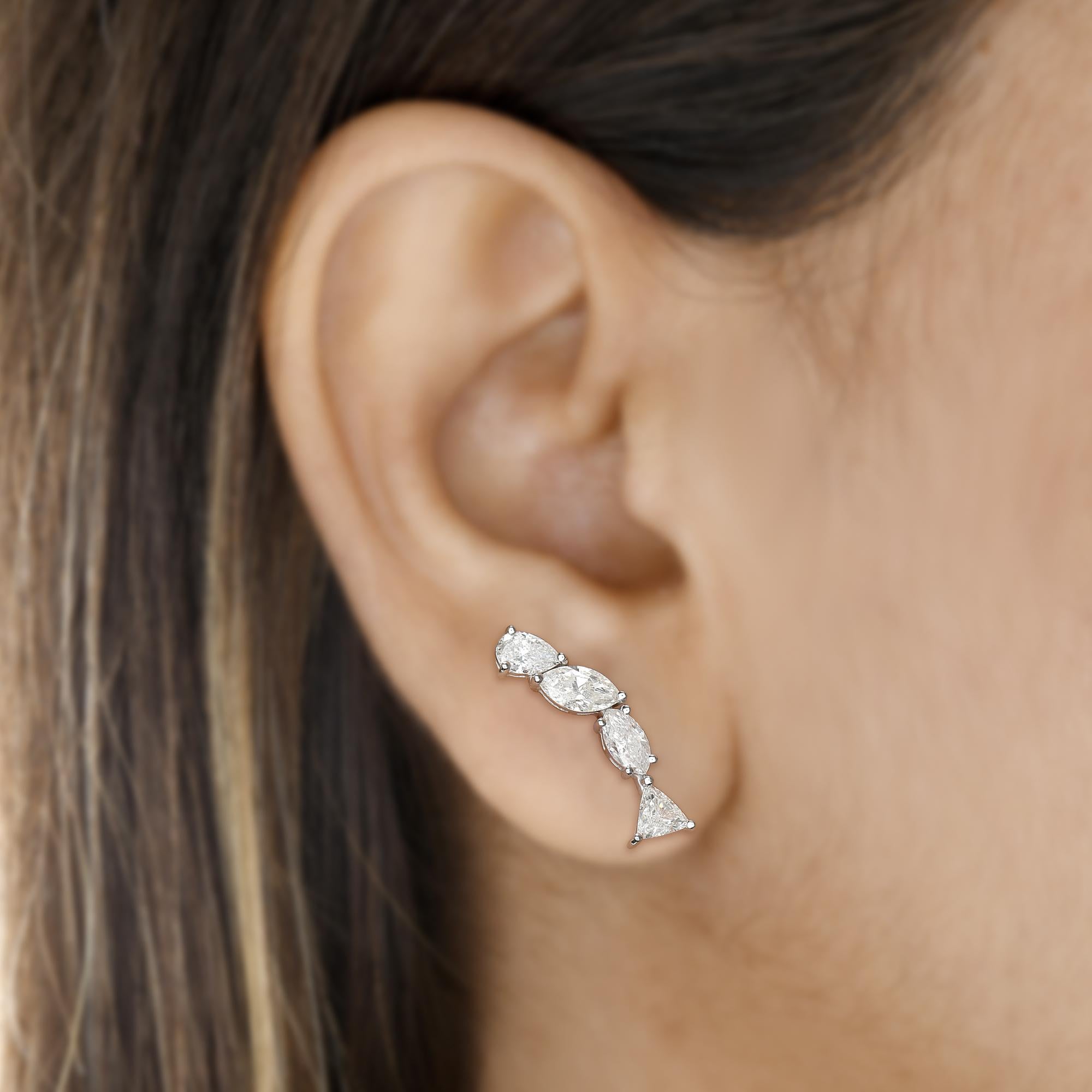 Women's 2.22 Carat Marquise Pear Trillion Shape Diamond Earrings 10k White Gold Jewelry For Sale