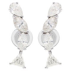 2.22 Carat Marquise Pear Trillion Shape Diamond Earrings 10k White Gold Jewelry
