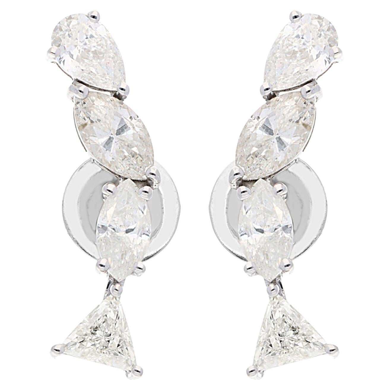 2.22 Carat Marquise Pear Trillion Shape Diamond Earrings 10k White Gold Jewelry