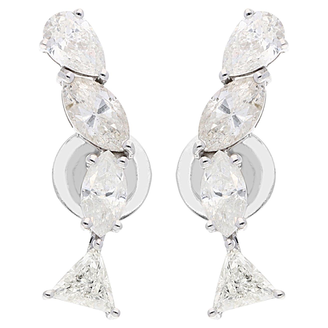 2,22 Karat Marquise Birnenförmige Trillionen-Diamant-Ohrringe 10k Weißgold-Schmuck