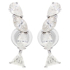 2.22 Carat Marquise Pear Trillion Shape Diamond Earrings 10k White Gold Jewelry