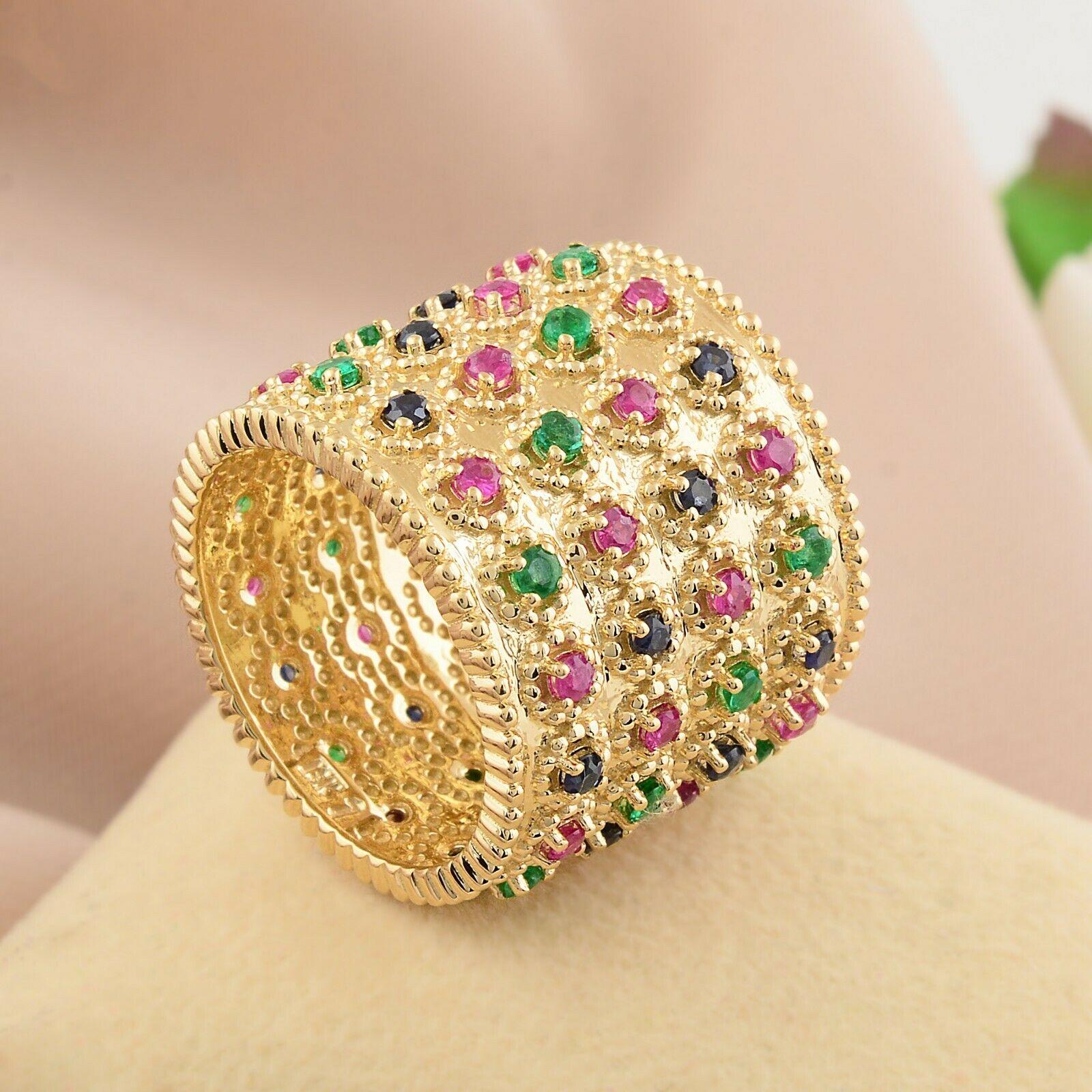 Mixed Cut 2.22 Carat Multi Gemstone 14 Karat Gold Ring For Sale