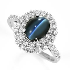 2.22 Carat Natural Alexandrite Cat's Eye and Diamond Ring Made in Platinum