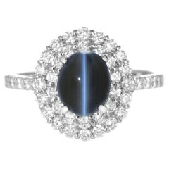 2.22 Carat Natural Alexandrite Cat's Eye and Diamond Ring Made in Platinum