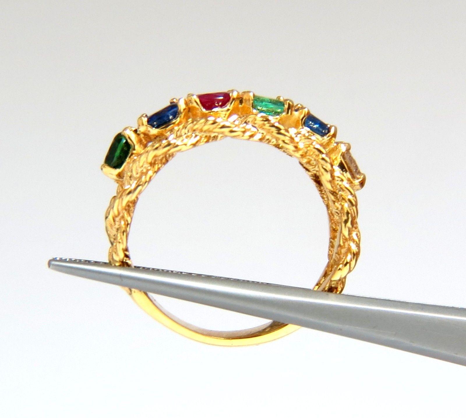 Round Cut 2.22 Carat Natural Emerald Sapphire Ruby Tsavorite Fancy Color Diamond Ring