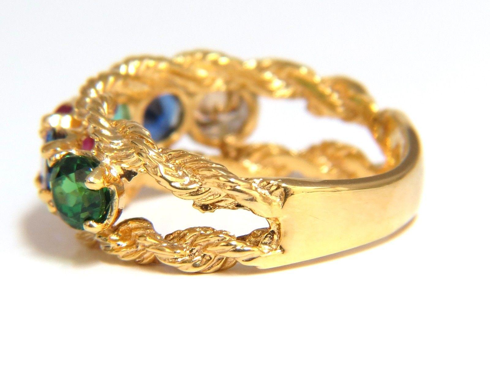 Women's or Men's 2.22 Carat Natural Emerald Sapphire Ruby Tsavorite Fancy Color Diamond Ring