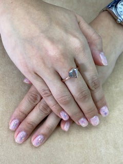 2.22 Carat Natural Salt and Pepper Shield Cut Diamond Ring, 18 Karat Pink Gold