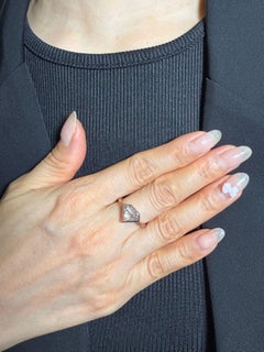 2.22 Carat Natural Salt and Pepper Shield Cut Diamond Ring, 18 Karat Pink Gold