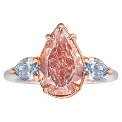 2.22 Carat Pear Diamond Ring Fancy brown pink  Gold Rare Fancy-Color Splendour