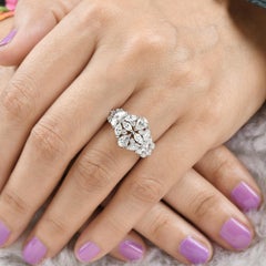 2.22 Carat Pear Marquise Diamond Dome Ring 18 Karat White Gold Handmade Jewelry