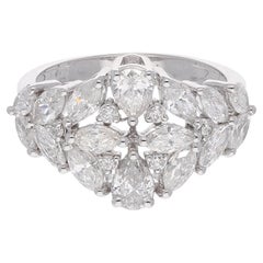 2.22 Carat Pear Marquise Diamond Dome Ring 18 Karat White Gold Handmade Jewelry