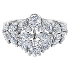 2.22 Carat Pear Marquise Diamond Dome Ring 18 Karat White Gold Handmade Jewelry
