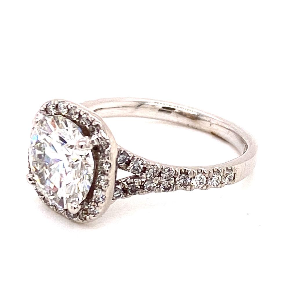 2.22 Carat Round Brilliant Cut Diamond Halo 18KWG Engagement Ring GIA G/VS2 In New Condition In Boca Raton, FL