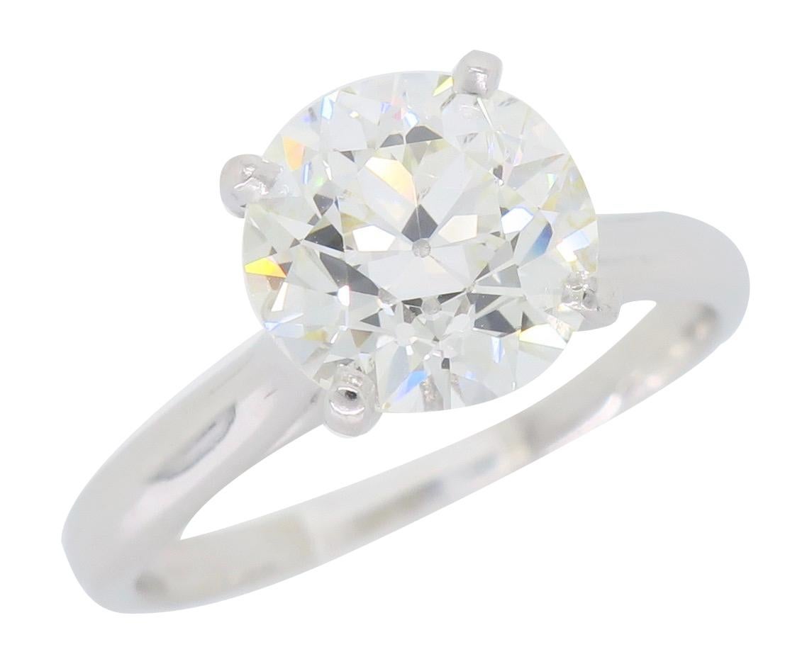 2.22 Carat Round Transitional Cut Diamond Engagement Ring 5