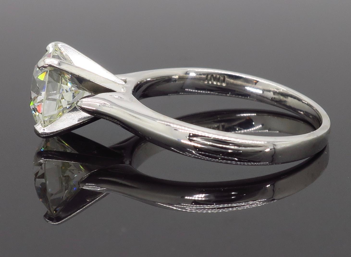 Women's or Men's 2.22 Carat Round Transitional Cut Diamond Engagement Ring