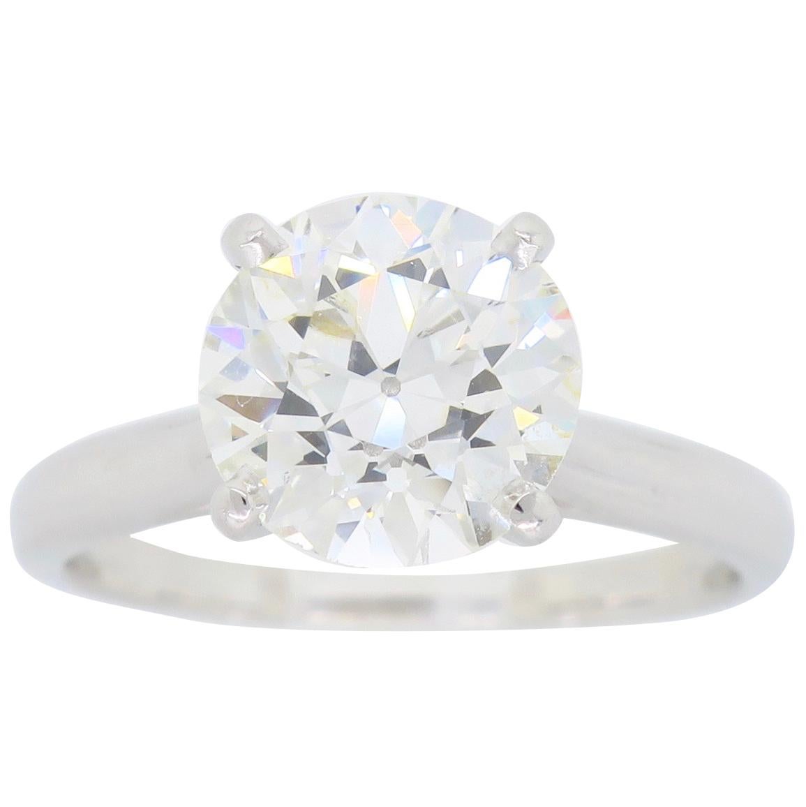 2.22 Carat Round Transitional Cut Diamond Engagement Ring