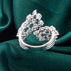 18K White Gold 2.22ct Pear Marquise Natural Diamond Bypass Ring Cocktail Ring